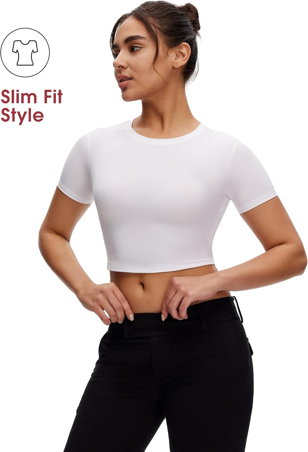 Crop Tops for Woman - Slim Fit Short Sleeve Crew Neck Cropped T Shirt, Basic Women'S Crop Tee Casual Wear and Workout