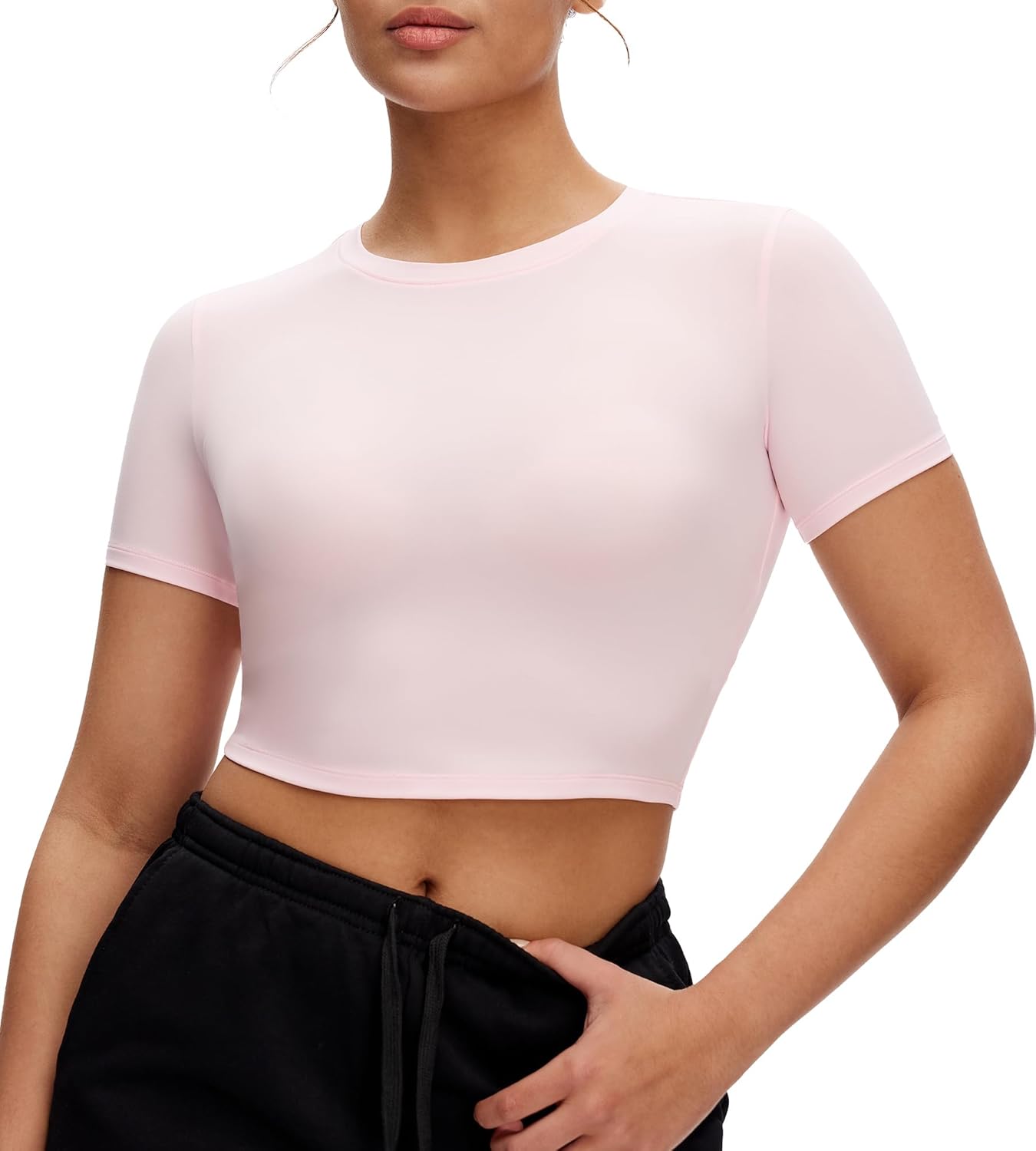 Crop Tops for Woman - Slim Fit Short Sleeve Crew Neck Cropped T Shirt, Basic Women'S Crop Tee Casual Wear and Workout