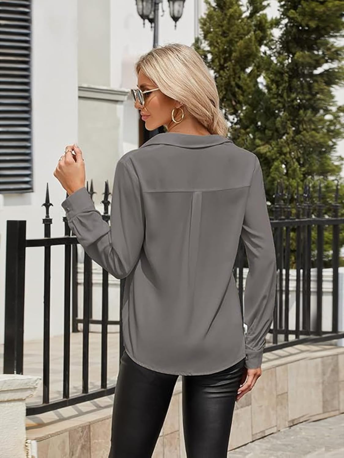 TOI'S HARD WORK NO PLAY BUTTON DOWN  BUSINESS BLOUSE 