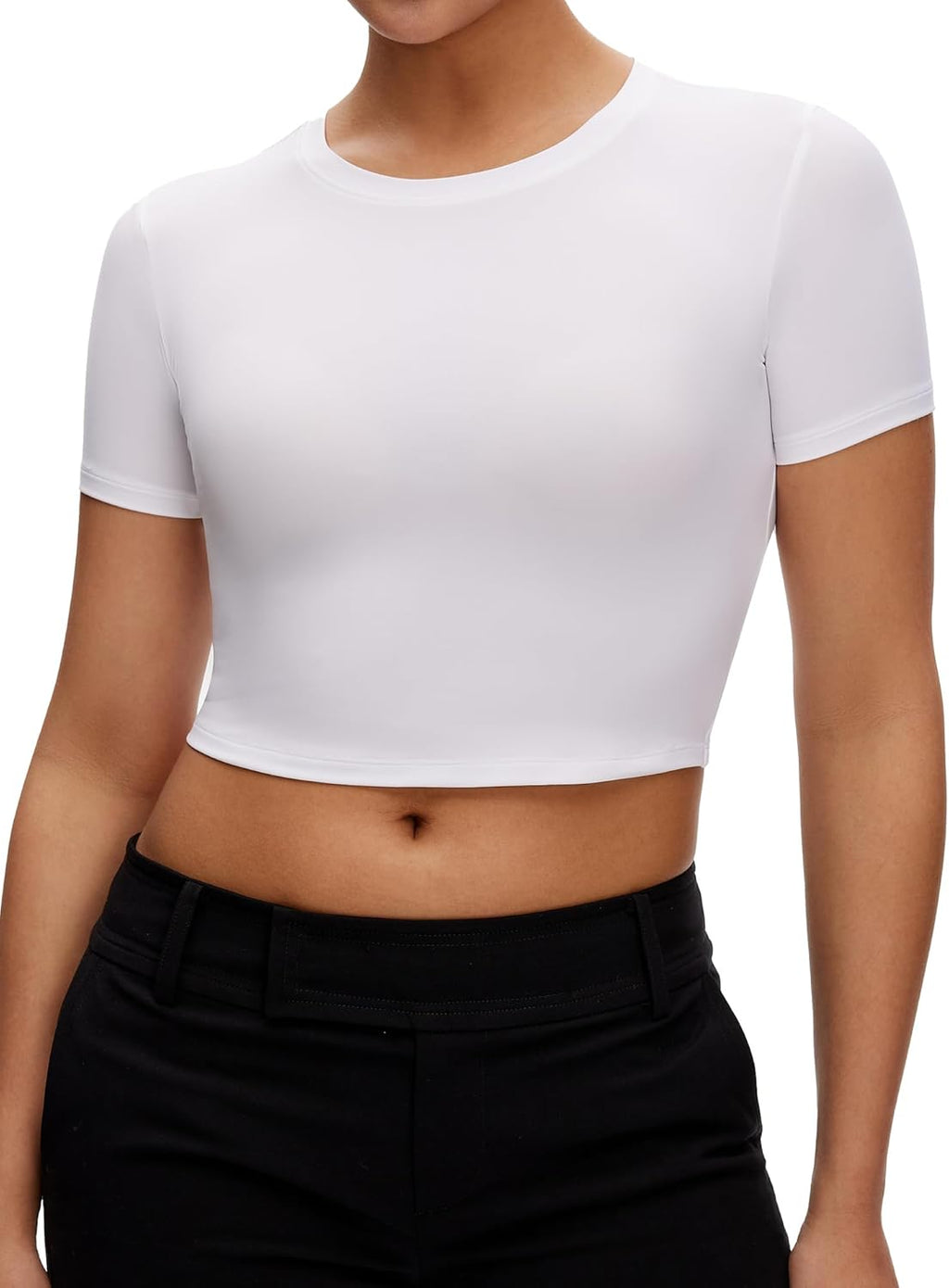 Crop Tops for Woman - Slim Fit Short Sleeve Crew Neck Cropped T Shirt, Basic Women'S Crop Tee Casual Wear and Workout