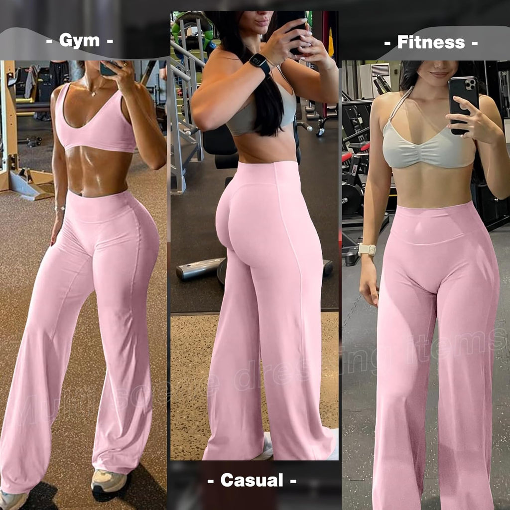 Wide Leg Yoga Pants Bottoms Straight Leg Leggings for Women High Waist Stretch Booty Casual Gym Workout Sweatpants